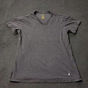 Polo Ralph Lauren Slim V Neck T Shirt Cotton Short Sleeve Gray Mens L Large